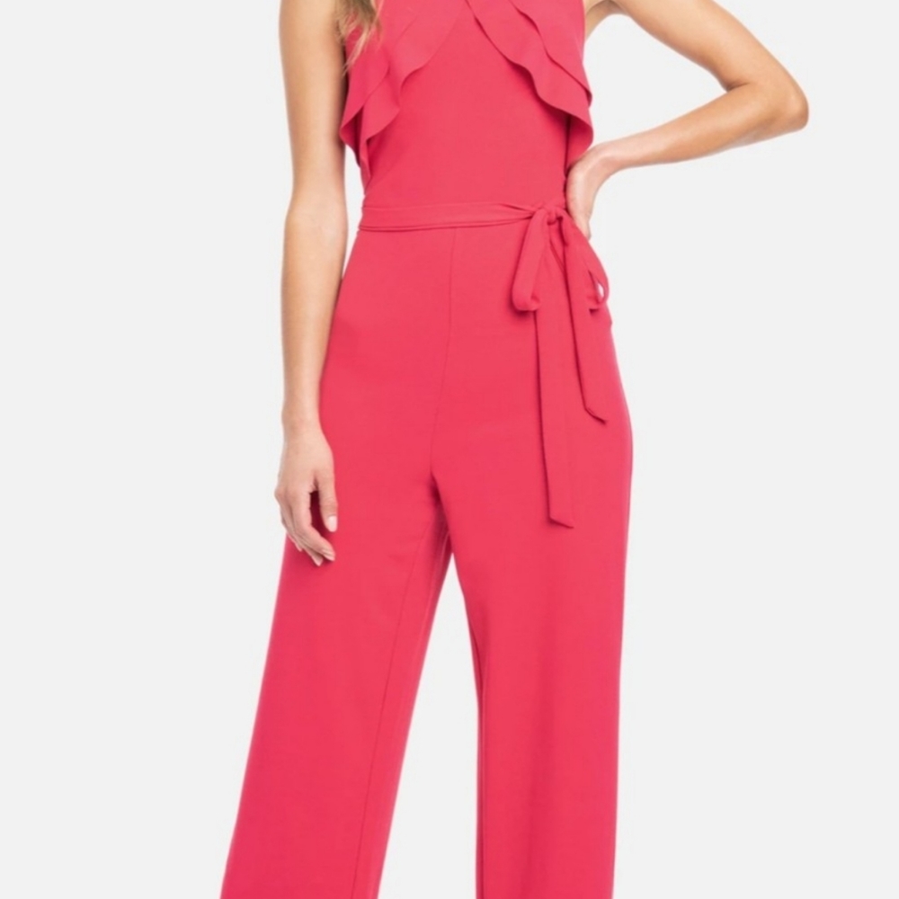 Bebe Ruffle Top Belted Jumpsuit - Picture 6 of 6
